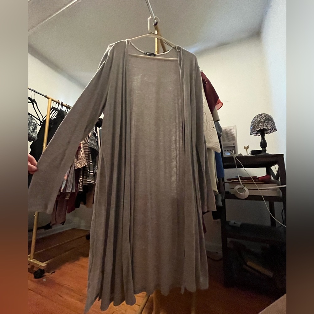 Long cardigan.